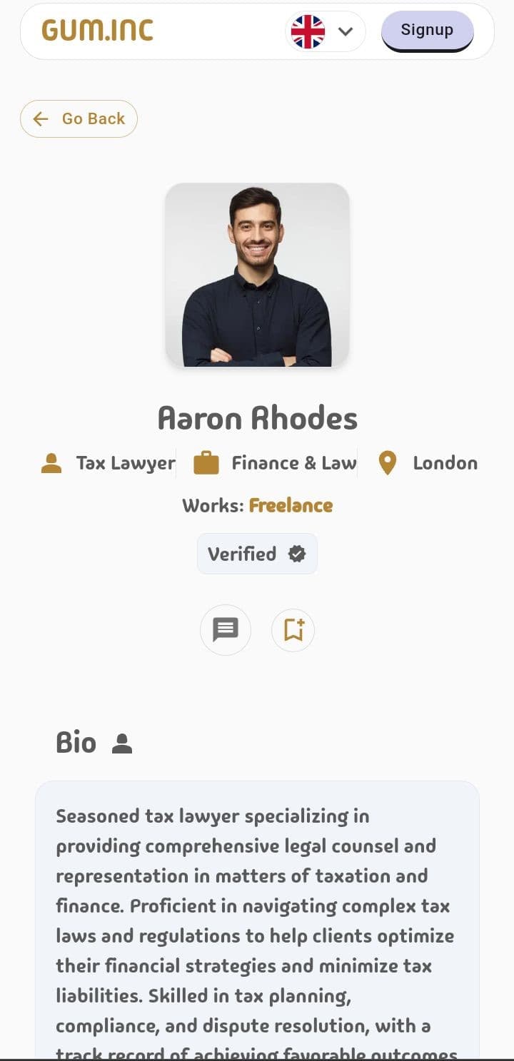 screenshot of a user's page on the platform